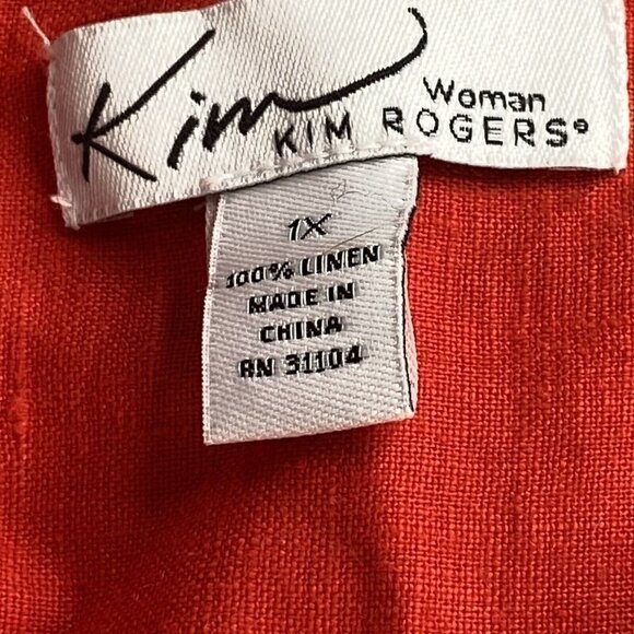 Kim Rogers Top Shirt Lot Of 3 Womens 1X Red Linen SS Pink Red 3/4 Sleeves - Picture 6 of 16